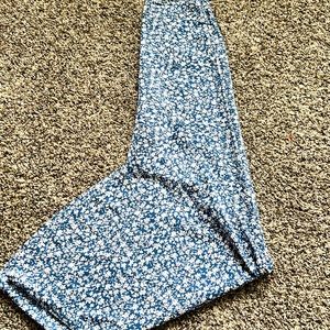 SHEIN blue floral wide leg pants